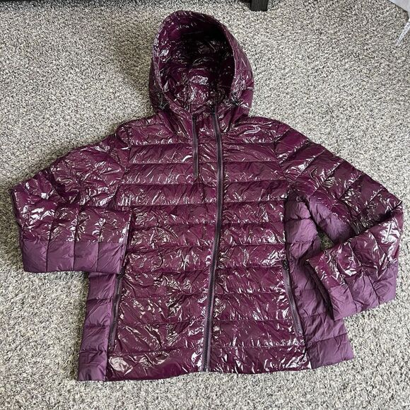 Orolay Women's Short Down Jacket Inclined Zipper Sporty Winter Coat Sz L Purple - Picture 4 of 9